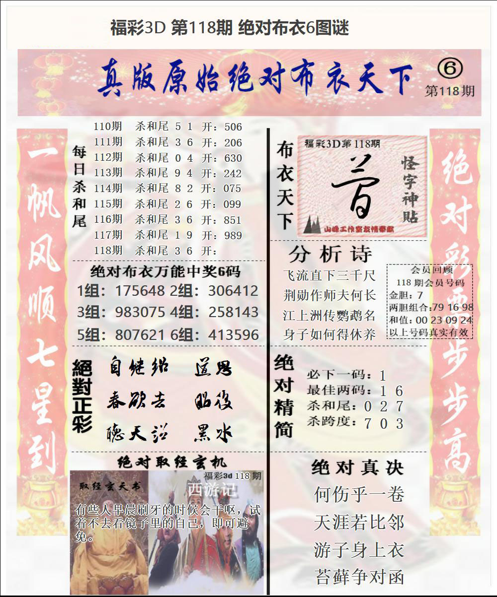 福彩3D绝对布衣6