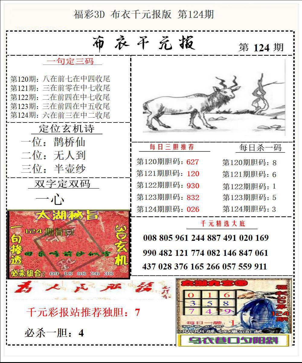 福彩3D布衣千元报