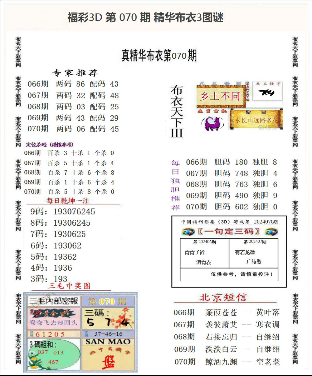 福彩3D精华布衣3