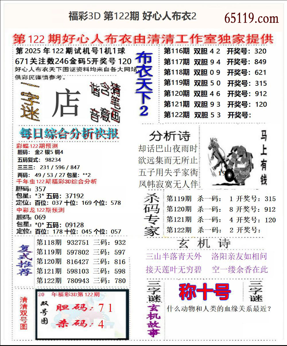 福彩3D好心人布衣2
