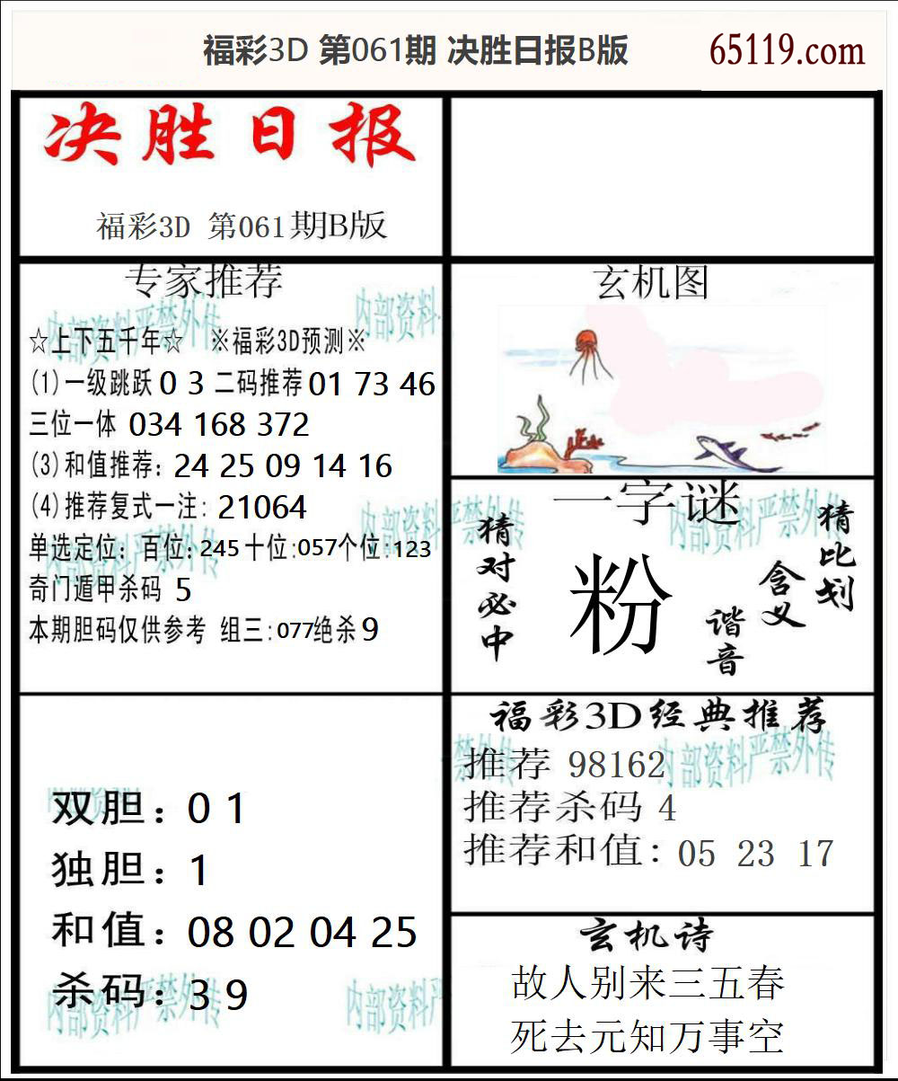 福彩3D决胜日报B版