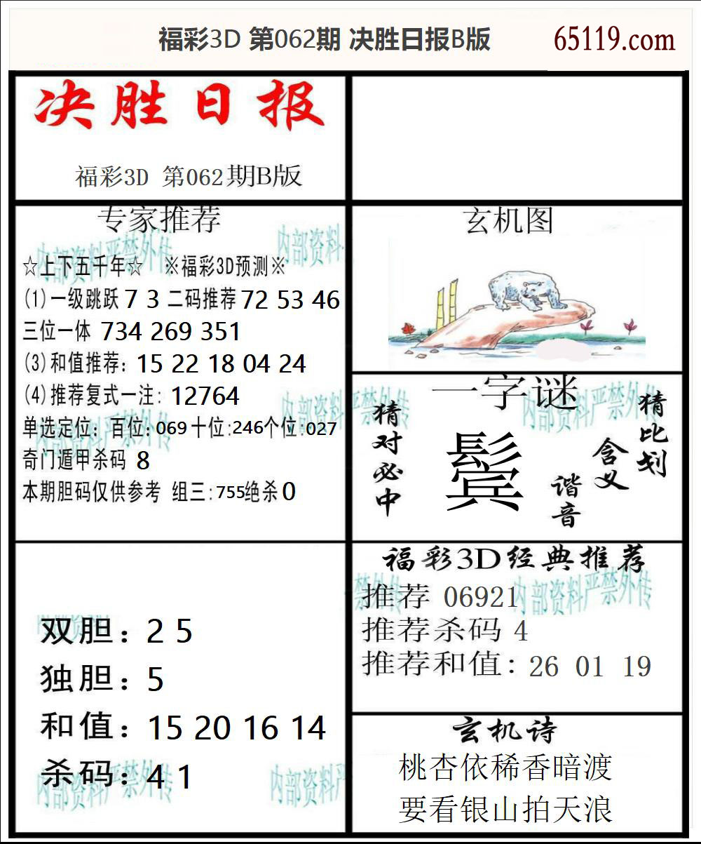 福彩3D决胜日报B版